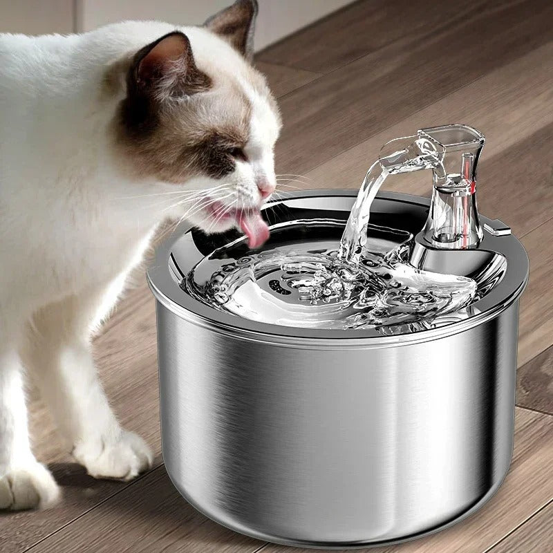 Kattfontän i rostfritt material med utbytbart filter